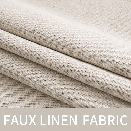 Image of MIULEE Linen Textured Curtains for Bedroom Solid 100% Blackout Thermal Insulated Natural Grommet Room Darkening Curtains & Drapes Luxury Decor for Living Room 52 x 45 Inch (2 Panels)