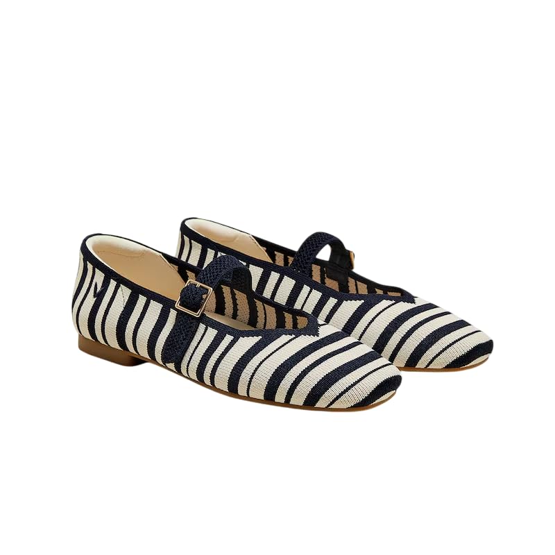 VIVAIA Margot Mary Jane Women Flat Shoes Comfortable for Work with Arch Support Slip on Square-Toe Washable Shoes