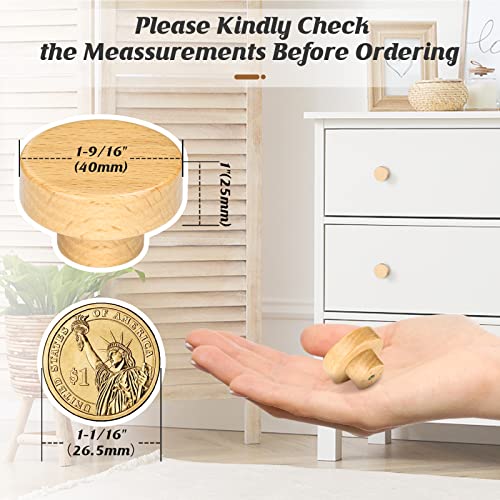 Lefcen 12 Pack Wood Knobs Wooden Drawer Knobs Natural Round Dresser Knobs With 24 Screws For Cabinets, Furniture (1-9/16Inches 40Mm) #TOP6