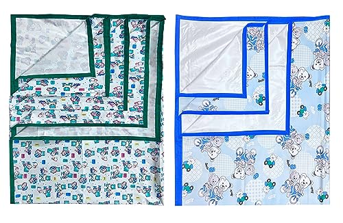 Image of EcoSoft Plastic Sheet,PVC Sheet for Kids,Rubber Sheet for Babies,Bed Wetting Protector(90 x 135 cm) (Blue Bear & BB Green)