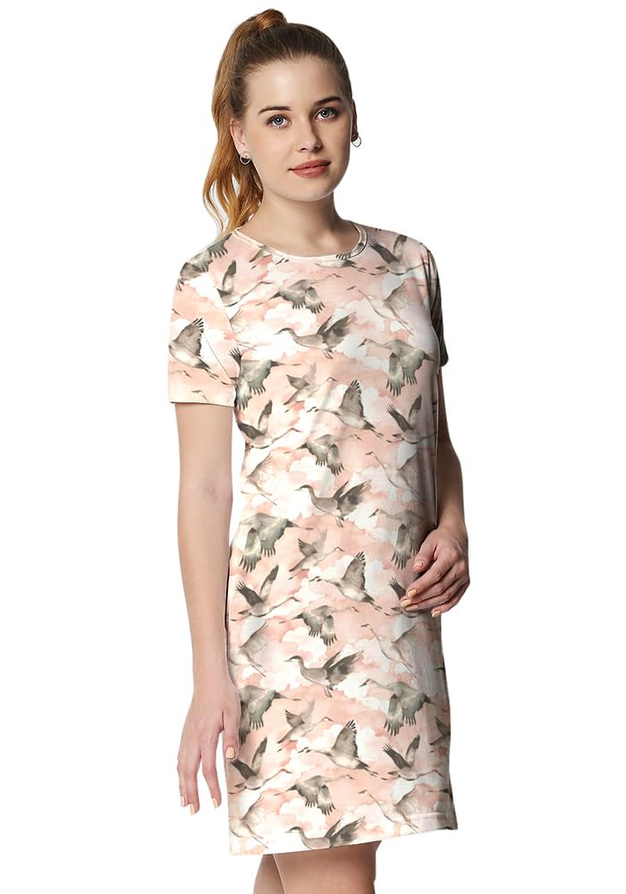 Women's Regular Fit Tie Dye Printed Knee Length Western T-Shirt Dress