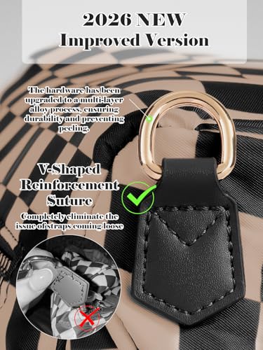 Image of Black and White Checkered Crossbody Bag Bum Bag for Women,Spacious Checkered Purse Fanny Packs Belt Bag