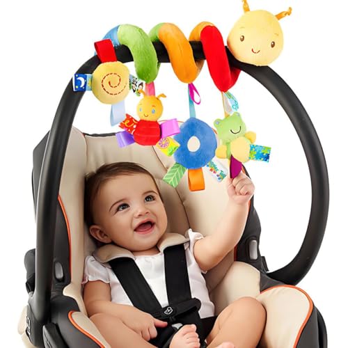 Image of SNOWIE SOFT Caterpillar Crib Toys Stroller Soft Plush Toy Spiral Colorful Baby Toys for 6 to 12 Months Interactive Cartoon Stuffed Crib Ornament Early Educational Activity Babies Sensory Toy