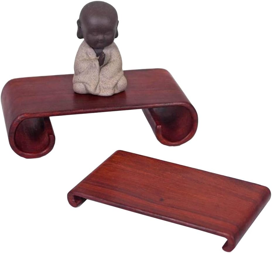 GOLDY&WENDY Rosewood Carving Vase Teapot Statue Base Red sandalwood Rectangle Book Scroll Pedestal Stand A Set Of Three Pieces
