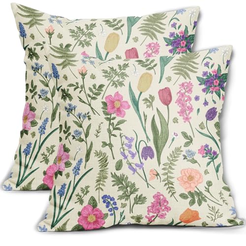 Cozywisper Spring Floral Pillow Covers 24x24 Inch Set of 2