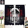 Japanese Anime Samurai Windows Curtains Asian Samurai Red Leaves Rod Pocket Window Treatment for Living Room Bedroom Home Decor Window Drapes 42" W X 45" L - Image 3