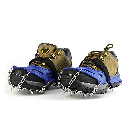 Crampon, Andoer 19 dentes Crampons de aço inoxidável Correia de náilon para calçados antiderrapantes