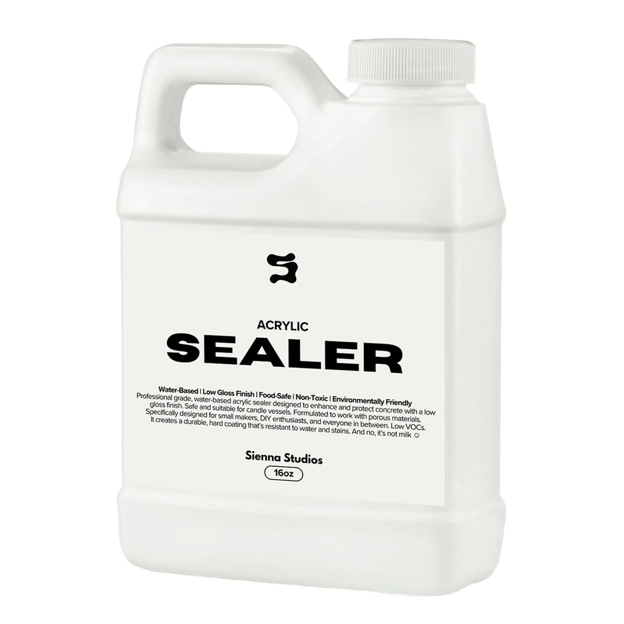 Acrylic Sealer for Concrete & Cement Crafts &ndash; Low Gloss, Non-Toxic, Water Resistant, Food Safe &ndash; Compatible with Jesmonite &ndash; 16 oz