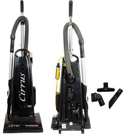 Cirrus CR9100 Commercial Bagged Upright Vacuum Cleaner | 50’ 3-Wire Quick-Change Cord, Metal Telescopic Wand, and 14
