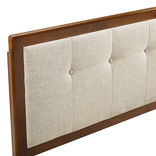 Modway Draper Tufted King Fabric And Wood Headboard In Walnut Beige #TOP2