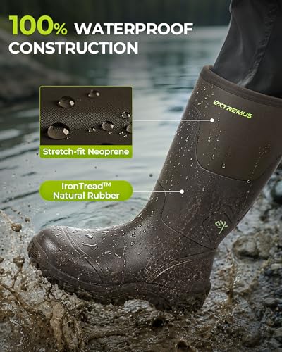 Image of Extremus by KastKing MudRidge Rubber Boots for Men, 100% Waterproof Boots