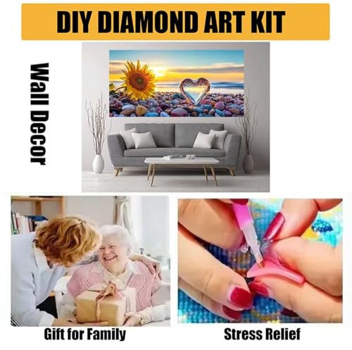 Crystal Art Cœur 5D Full Drill - Strass Brillants et Toile Grand Format