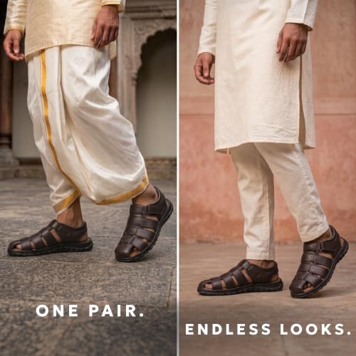 Image of Men's Toe Closed Fisherman Sandals with Memory Foam