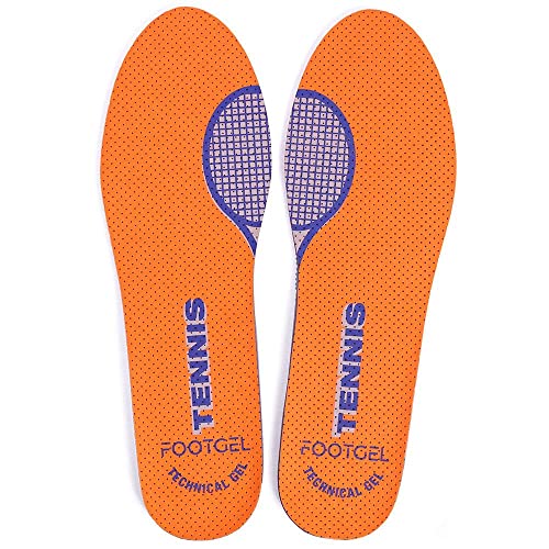 Footgel - Tennis Sports Insoles, Sizes 39 to 42 | Breathable, Comfortable