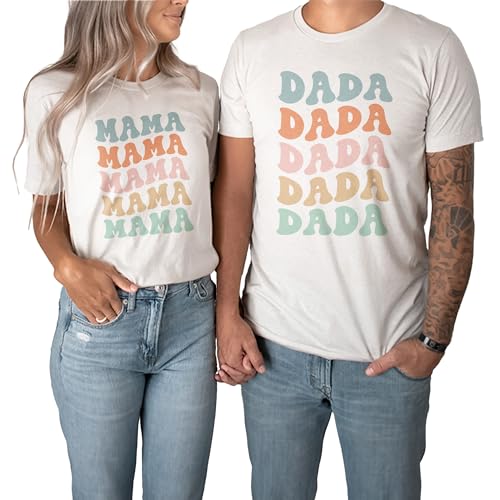 Groovy Mama And Dada Shirt Set, New Mom & Dad To Be Gift, Pregnancy Announcement Shirts, Mothers Day Fathers Day, Unisex Graphic Tees3
