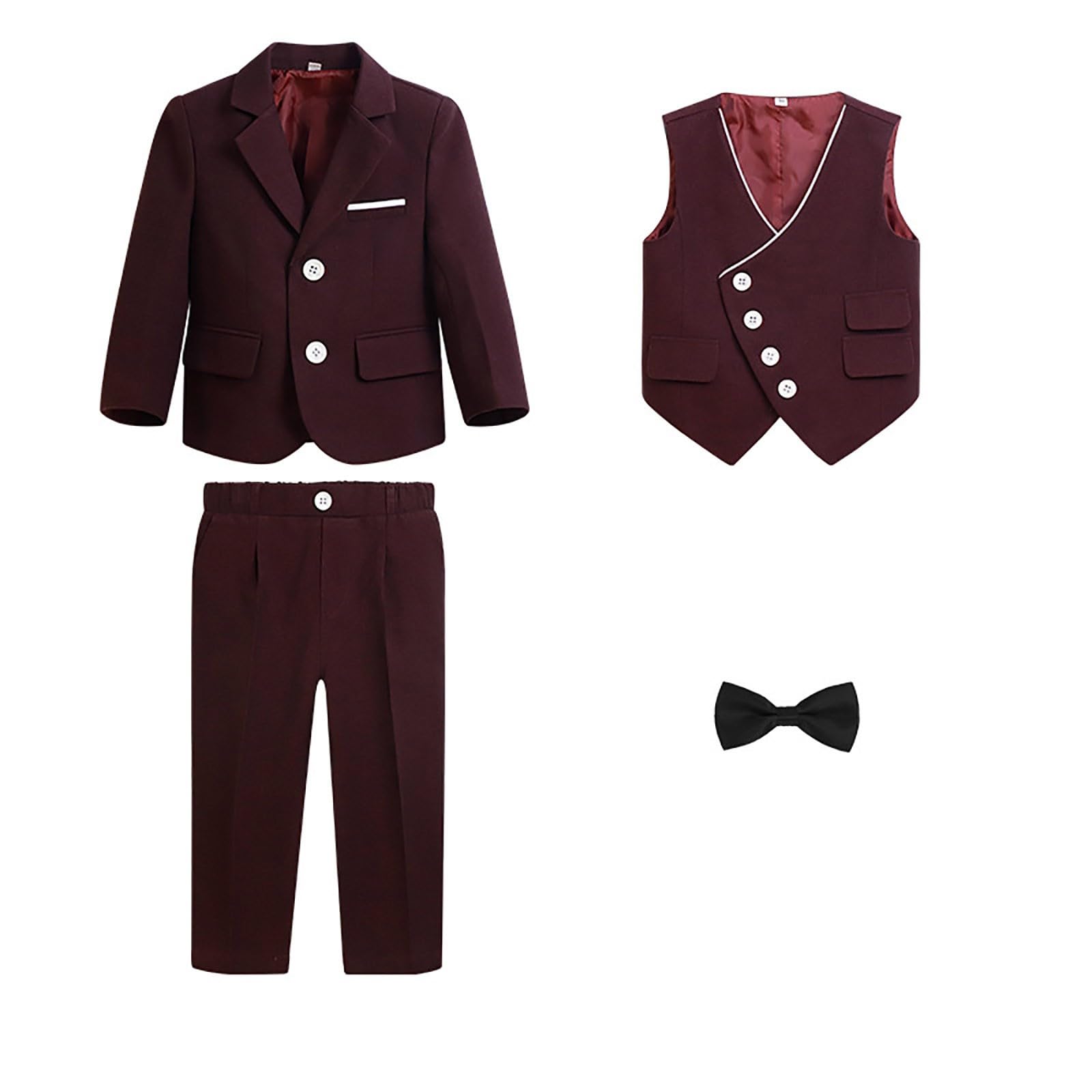Elegante vestito formale a quattro pezzi per autunno inverno con giacca gilet cravatta e pantaloni per bambini 4-12 anni sofisticato abbigliamento da performance per feste