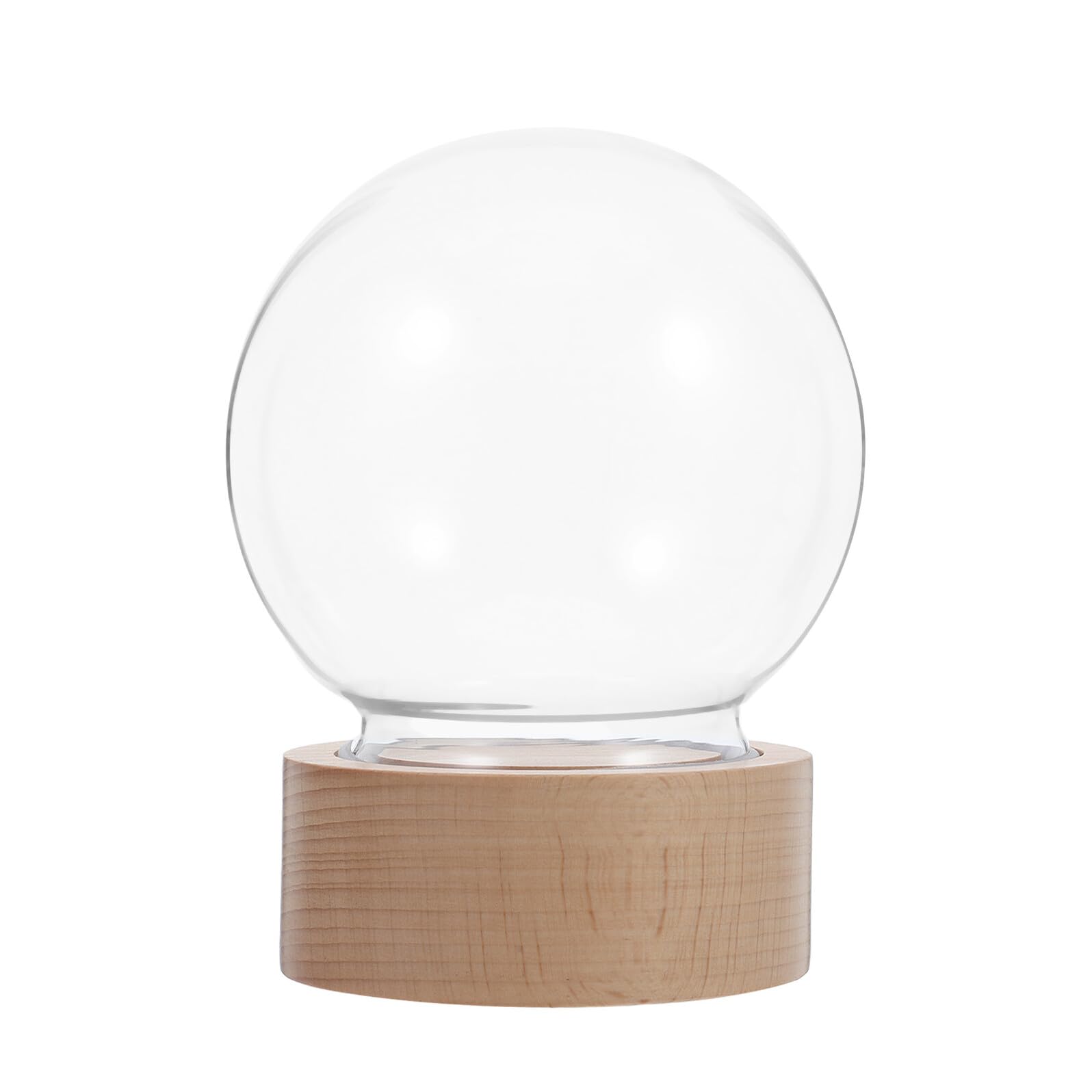 Bola de Nieve Cristal Transparente Esfera con Caja de Música Base Madera para Manualidades DIY Decoración Hogar Obsequio Único