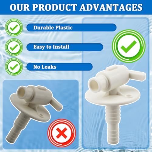 Image of 1pcs RV Camper Drain Valve Plastic for Fresh Water Tank Drain, Replacement Water Drain Valve 3 /8 inch or 1 /2 inch Dual Barb with Flange