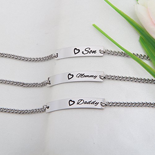 Image of WUSUANED Sn&Daughe&Mommy Bracelet Baptism Bracelet Mom Family Bar Bracelet Set Gift for New Mom&Newborn