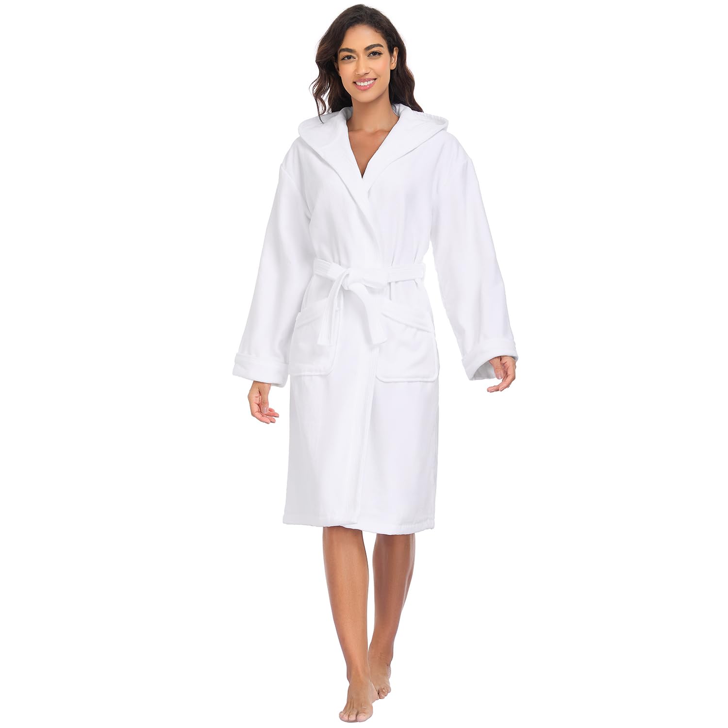 YEAUPE PRO Accappatoio Donna Cotone 100% - Cotone Velour - OekoTex Ultra Morbido, Unisex, Accappatoio con Tasche Cappuccio e Cintura