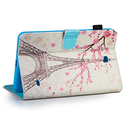 Tab 4 8.0 Inch Case,T330 Case, Dteck(Tm) Flip Stand Pu Leather Case With Cards/Money Slots [Auto Wake/Sleep Feature] Protective Case Cover For Samsung Galaxy Tab 4 8.0 Inch Sm-T330, Pink Eiffel Tower #TOP3