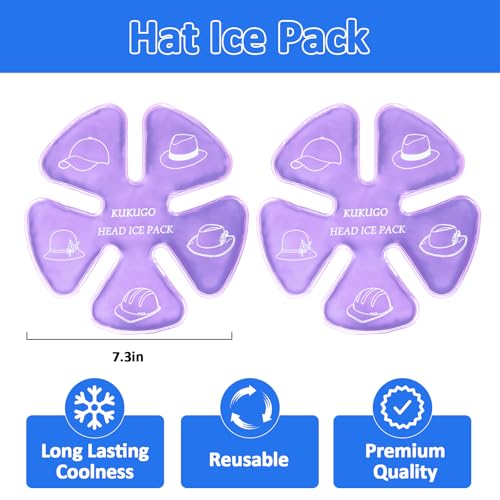 Image of Ice Pack for Hard Hat & Helmet - Reusable Gel Cooling Insert for Baseball Cap, Summer Heat Relief, Keep Head Cool for Outdoor Work, Construction & Sports (2 Pack, Purple)