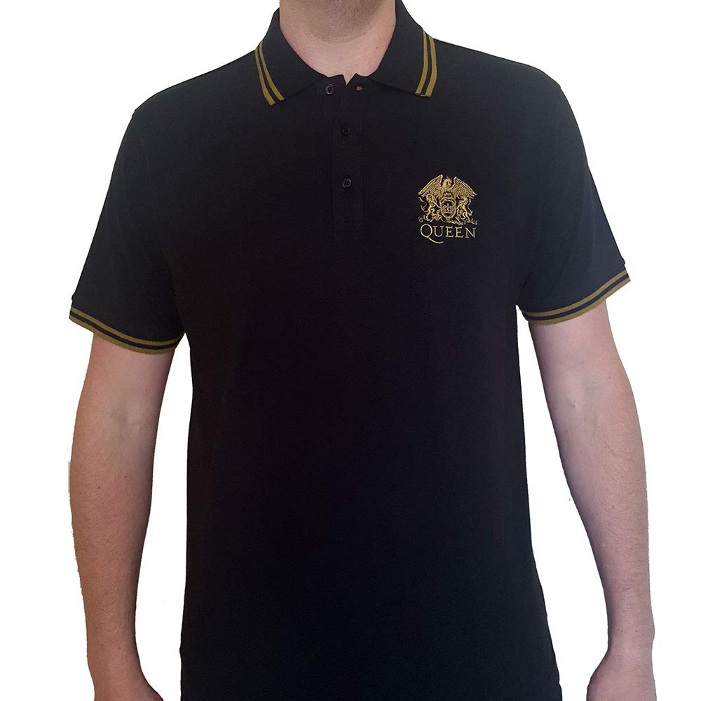 Queen 'Crest Logo' (Black) Polo Shirt (Medium)