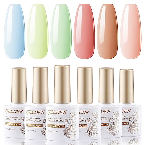 Set de esmaltes en gel GELLEN 6 colores tonos candy