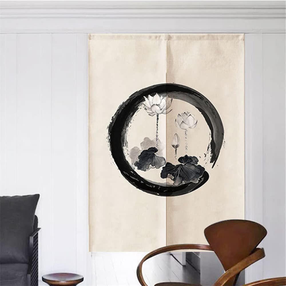 Cortina Japonesa Noren Para Puerta, Tapiz Aneki Neko Lucky Cat Y Ount Fuji, Cortina De Puerta