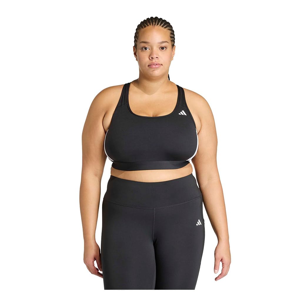 Adidas Women's Noir Sports Bra Essentials Workout 3-Stripes