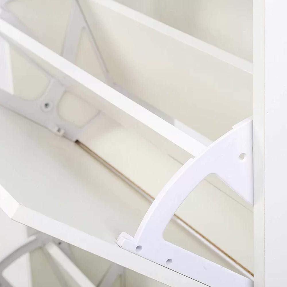 BAKAJI Scarpiera Portascarpe In Legno Melaminico Con 2 Ante a Ribalta E Doppia Profondita' Dimensioni 60x24x83,5cm (Bianco)