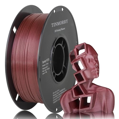 Image of TINMORRY Sparkly PETG Filament 1.75, Rapid PETG 3D Printer Filament, Compatible with Bambu FDM 3D Printer, 1 KG 1 Spool, Sparkly Red
