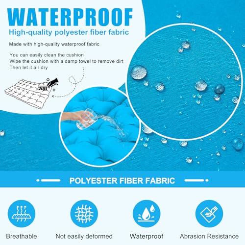 Image of Porch Swing Cushions Outdoor 48 inch x 40 Waterproof Swing Cushions 3 Seater Replacement with Backrest & 8 Ties 5 inch Thick Bench Swing Cushions for Outdoor Furniture Patio(Peacock Blue)
