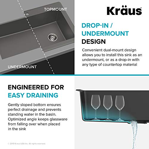 Kraus Kgd-54Grey Forteza Granite Kitchen Sink, 33 Inch, Grey #TOP4
