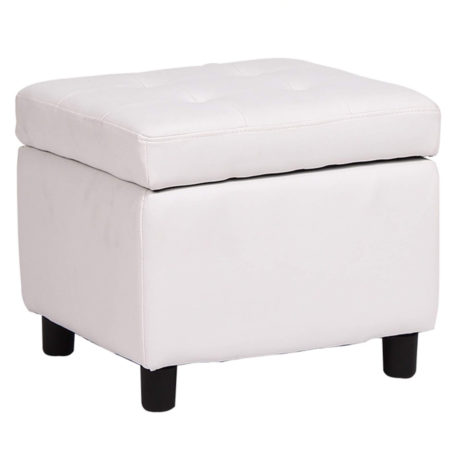 Pouf repose-pieds en cuir PU blanc pour éliminer le désordre grâce au coffre intégré