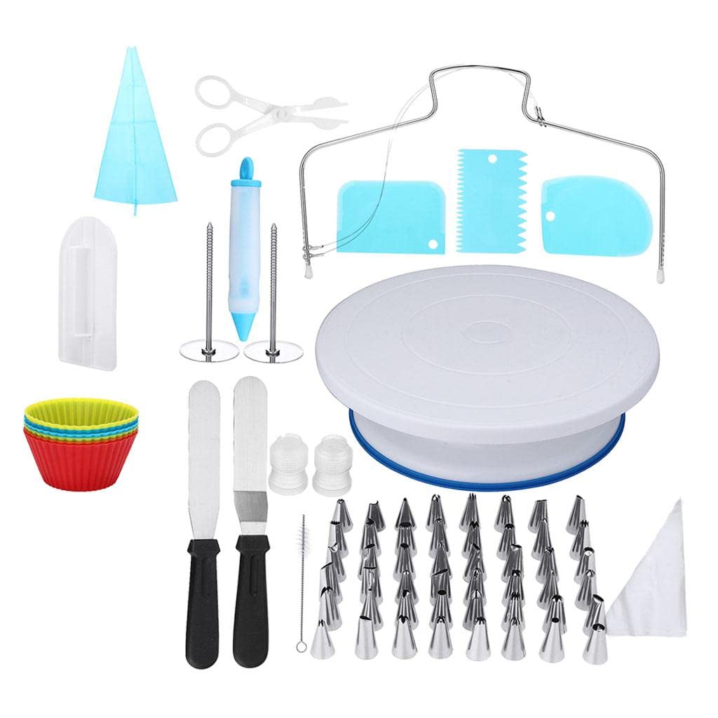 Kit professionale per la decorazione di torte, 106 pezzi, con punte in acciaio inox, sac à poche per pasticceria, giradischi e strumenti da forno