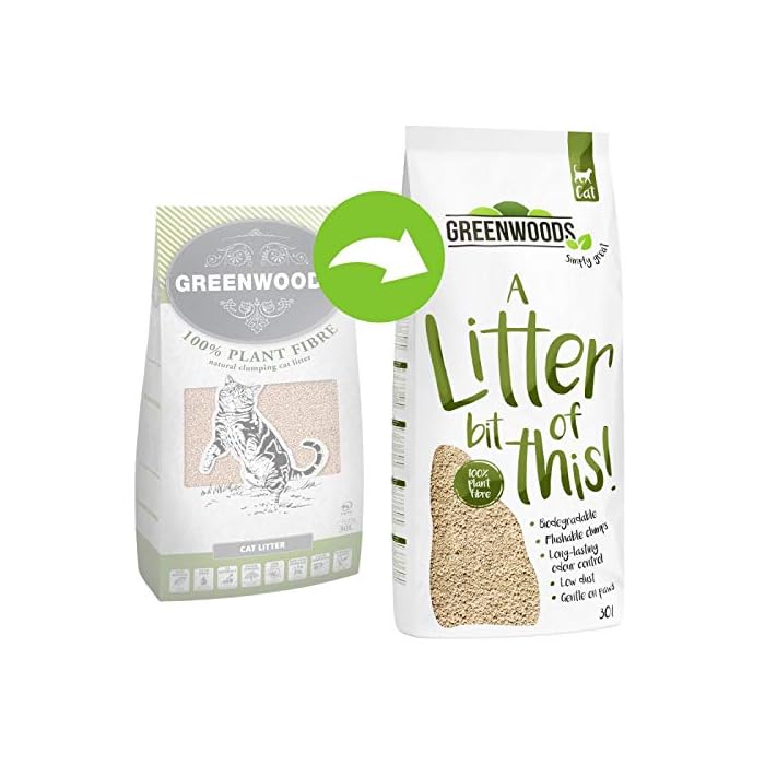 Buy Greenwoods Natural Fast Clumping Litter 2 x30L Biodegradable Cat