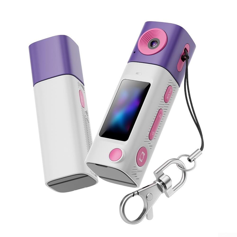 2K 1080HD per mini fotocamera portachiavi, action camera portatile con obiettivo rotante a 270°, regalo premuroso per ragazzi, ragazze, adulti, principianti (grigio)