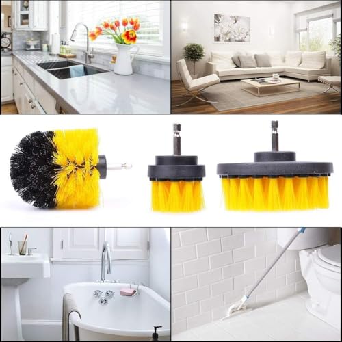 Image of 8 PC Power Scrubber Brush Set, Drill Brush Attachment Set, Scrubber Brush for Tile, Multipurpose Brushes for Cleaning of Bathroom Surfaces, Kitchen, Pool, Flooring and Car (Without Drill Machine)
