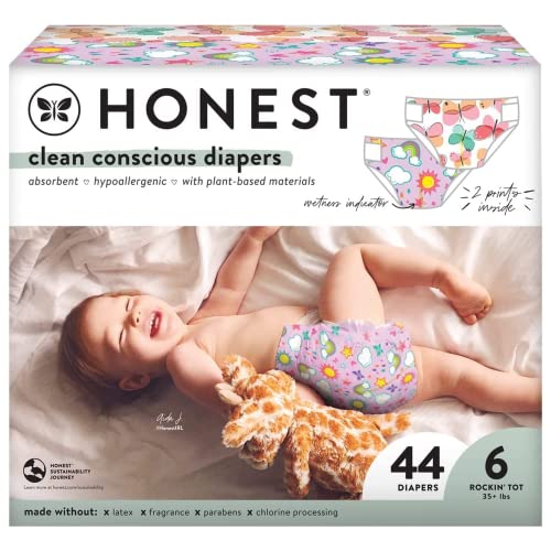 The Honest Company Clean Conscious Diapers Plant-Based Sustainable Sky's Limit and Wingin It Club Box Size 6 35and lbs 44 Count