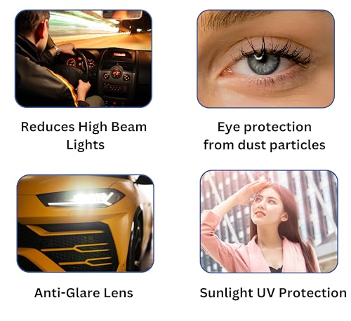 Image of EFERMONE Night Driving Glasses: Polarized Anti-Glare Driving Glasses for Car and Bike | Wraparound Design (EFER-SP, 2025)