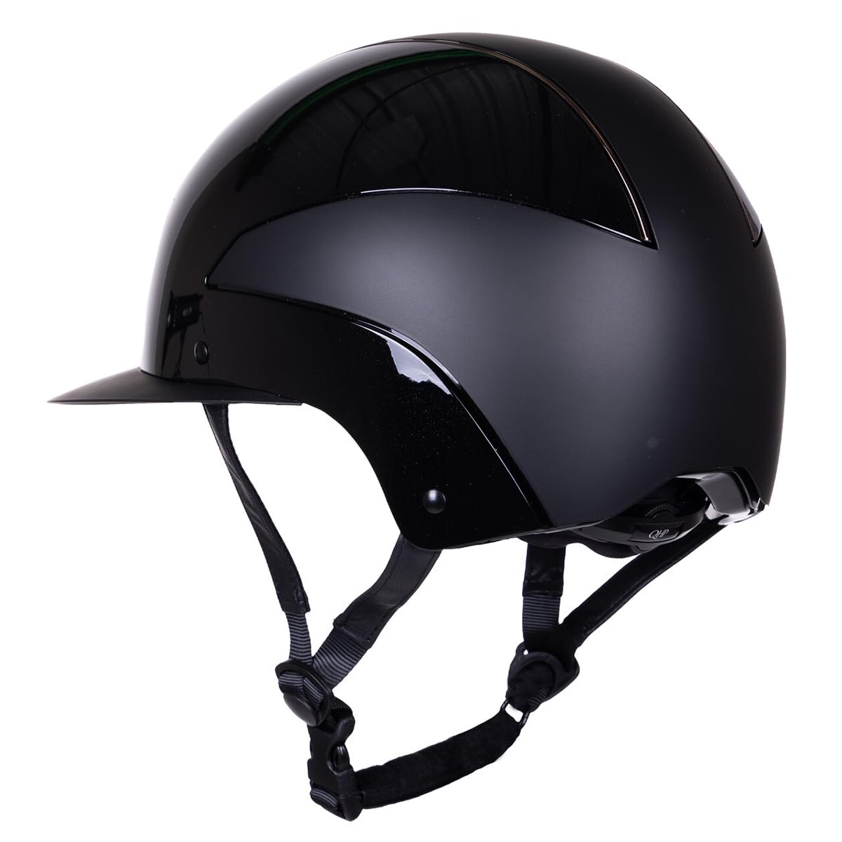 QHP Casco de equitación Miami Polo Visor Negro - 55-57 cm