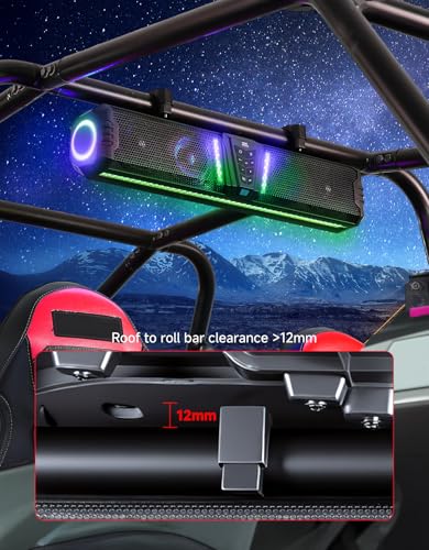 Image of KEMIMOTO 2025 Midnight 60 26-inch UTV Sound Bar Aluminum SxS Soundbar | IP66 Waterproof, Compatible with Polaris RZR Can-Am with 1- 2 inch Roll Bar, Golf Cart ATV Sound Bar, Speaker Wireless with RGB