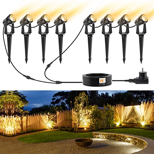 NIORSUN Gartenbeleuchtung LED, Warmweiß 3000K LED Strahler, IP67...