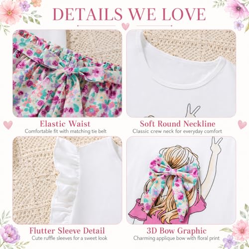 Image of Girls Summer Outfits Cute Sleeveless Top High Waisted Short Sets with Pockets Teen Girl Clothes Size 6-14 T