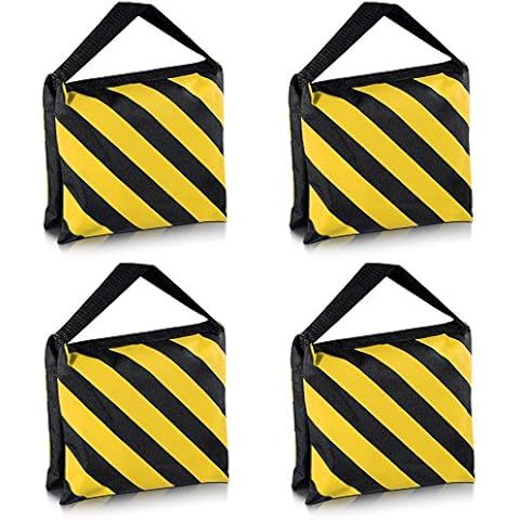 Neewer® Set von Vier Schwarz/Gelb Hochleistungs Sandsack Studio Video Bühne Film Sandbag Satteltaschen für Lichtstative Ausleger Arme Stative Cover