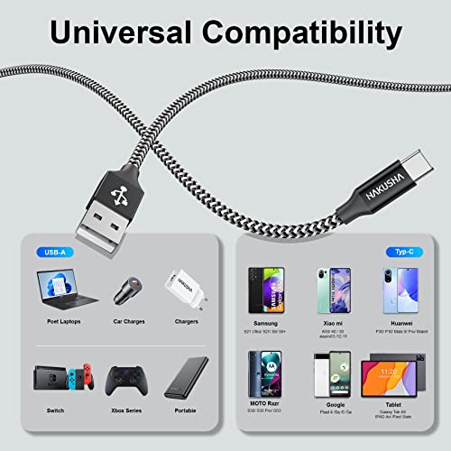 HAKUSHA Cable USB C, [1M] USB Tipo C Cable de carga rápida de nailon para Android Samsung Galaxy S21 Ultra,Note 20,Z Fold 3,Huawei P50,Mate 40,MateBook,Xiaomi 11,OnePlus,Google Pixel 5,Realme