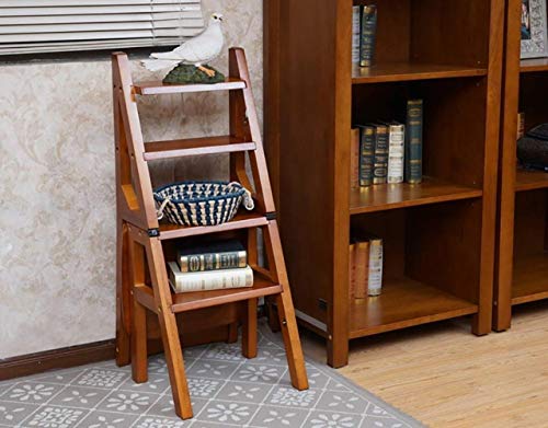 Taburete de escalera de madera con zapatero integrado y estante floral 5