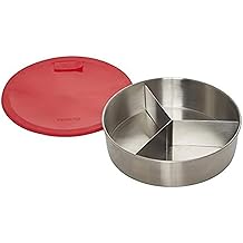 Instant Pot Official Round Nonstick Cook/Bake Pan com Tampa e Divisor Remov&iacute;vel, Multi-Purpose, Heavy-Duty, Cofre para Lavadora de Lou&ccedil;a, Forno Seguro, 7", 32 oz, Vermelho, Compat&iacute;vel com Fog&otilde;es de 6 e 8 Quartos
