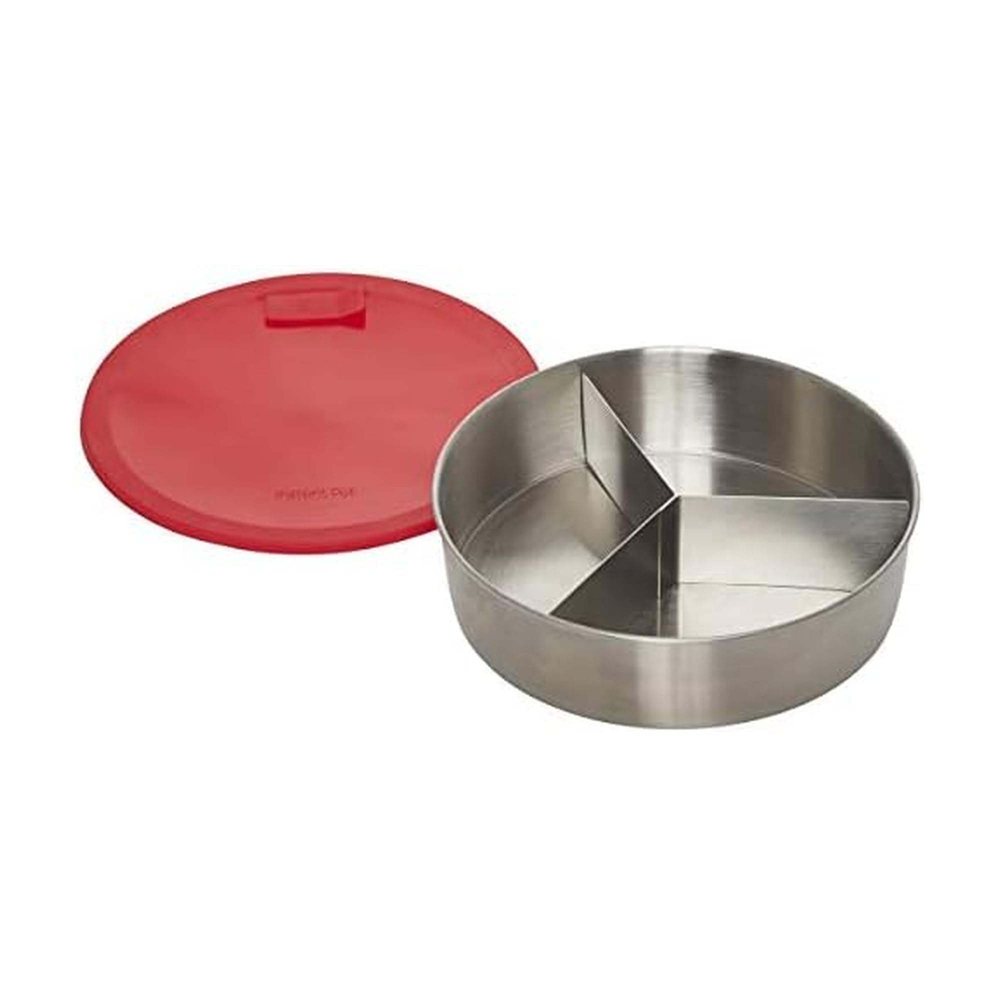 Instant Pot 5252078 Official Round Cook/Bake Pan with Lid & Removable Divider, 7-inch, Red